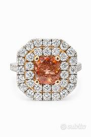 Anello Zaffiro Padparadscha e diamanti - certif.