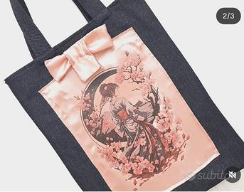 Shopper di jeans con stampa