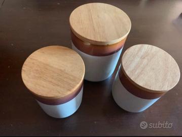 Tris barattoli da cucina in ceramica