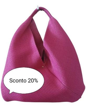 Maxi Hobo color fucsia in Rafia naturale e Pelle 