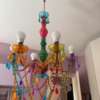 Lampadario 5 luci colorato plexiglass