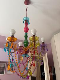 Lampadario 5 luci colorato plexiglass