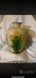 Vaso ceramica foglie rilievo UNICA Italy 1950/60
