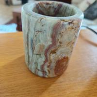 porta candele e barattolo in onice