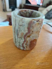 porta candele e barattolo in onice