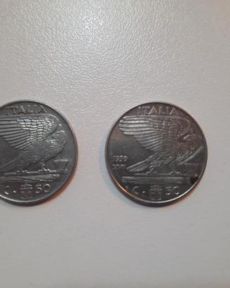 Monete da 50 centesimi 1939 1940