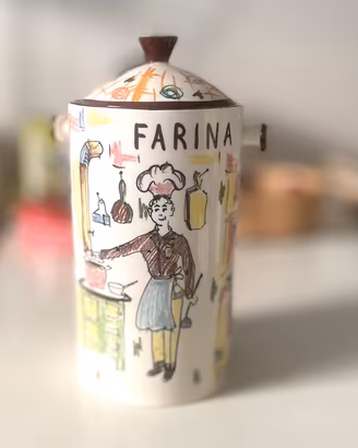 Barattolo ceramica vintage naïf Bettarini-Italy