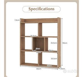 Libreria NUOVA con 7 cubi, color rovere (misure fo