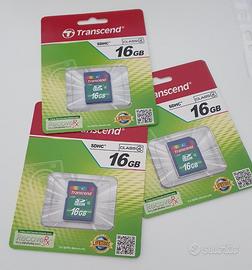 3 SDHC Transcend 16GB + 1 Verbatin 4GB memory card