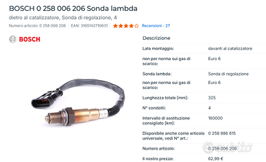 Sonda Lambda + cavi candele Fiat Qubo