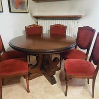 tavolo da sala pranzo in noce con 6 sedie