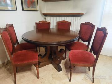 tavolo da sala pranzo in noce con 6 sedie