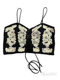 Top nero pizzo ricamato