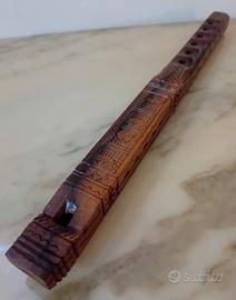 Flauto Vintage Legno-Artigianale Etnico-Decorativo