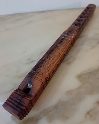 Flauto Vintage Legno-Artigianale Etnico-Decorativo