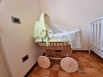 Culla vimini Waldin verde completa – pari al nuovo