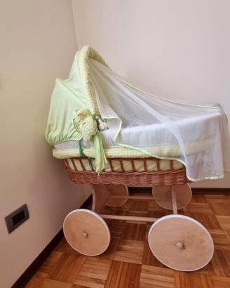 Culla vimini Waldin verde completa – pari al nuovo