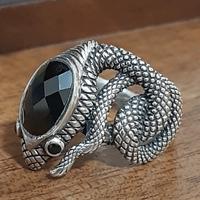 anello serpente argento 925 onice donna snake 