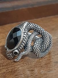 anello serpente argento 925 onice donna snake 