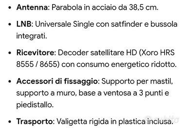antenna satellitare portatile da campeggio 