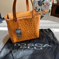 BORSA TOSCA BLU IN PELLE