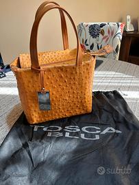 BORSA TOSCA BLU IN PELLE