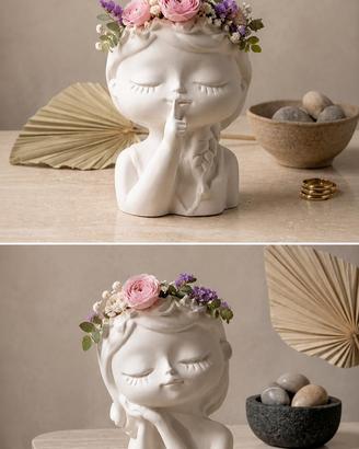 Coppia di porta candele decorativi con bambine