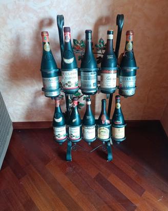 Portabottiglie in ferro battuto+ 10 bottiglie  