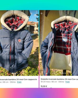 giubotto inverno bambino 24mesi  kiabi come nuovo