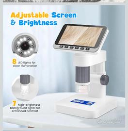 Microscopio digitale 4,5" IPS, 5-1000X Portatile