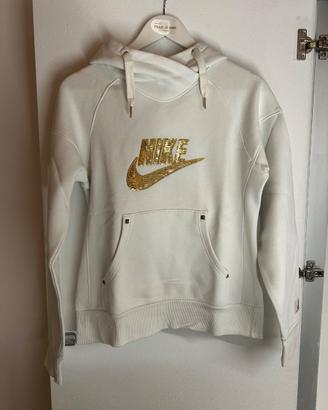 Felpa Nike con cappuccio panna e oro taglia M