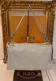 TOD'S BORSA BAULETTO PELLE Bianco Latte Full Set
