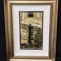 Gatto – Dipinto olio masonite – Fontana Salerno