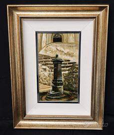 Gatto – Dipinto olio masonite – Fontana Salerno