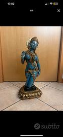 Oriental Blue and Gold Buddhist Statue