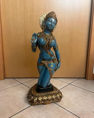 Oriental Blue and Gold Buddhist Statue