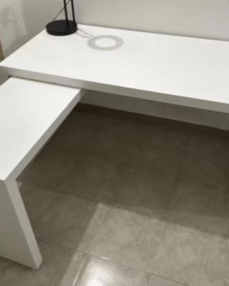Scrivania con piano estraibile, bianco, 151x65 cm