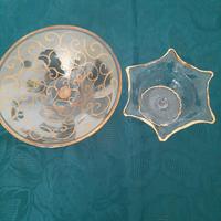 2 svuotatasche in vetro con disegni in oro 