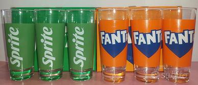 Set 6 bicchieri in vetro Fanta e Sprite