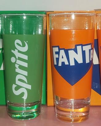 Set 6 bicchieri in vetro Fanta e Sprite