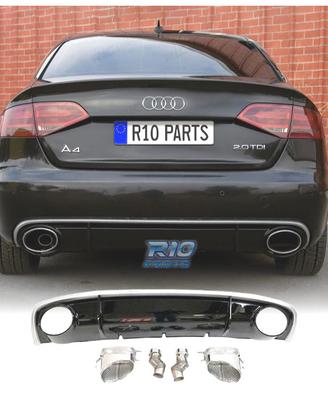 DIFFUSORE AUDI A4 B8 11-15 LOOK RS4 DOPPIA USCITA