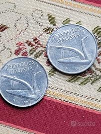 Due monete da 10 lire  1977 e 1979