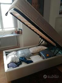 Letto singolo con contenitore testiera e materasso