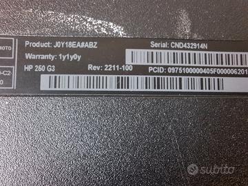 hp 250 g3 solo per ricambi - guasto