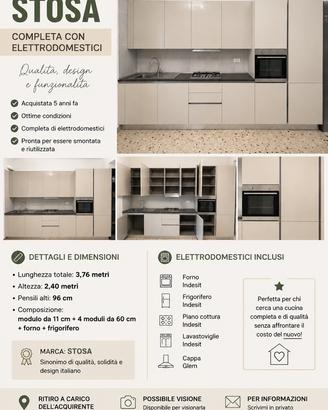 Cucina STOSA completa + elettrodomestici Indesit