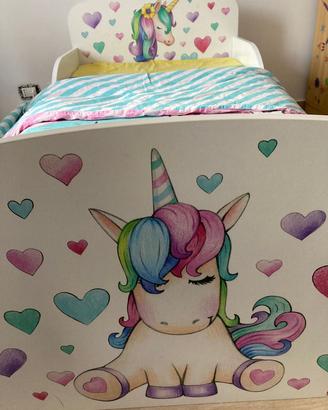 Letto 160 × 80 cm Unicorno Materasso rete bimba