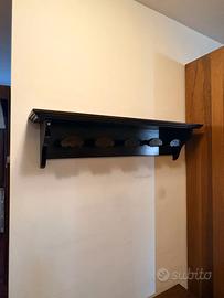Mensola appendiabiti da parete in legno scuro - 5