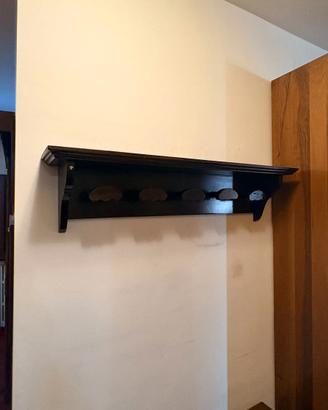 Mensola appendiabiti da parete in legno scuro - 5