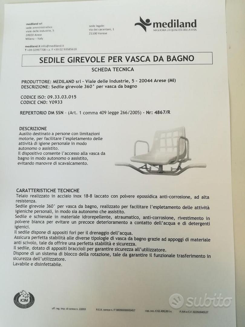 SEDILE GIREVOLE PER VASCA DA BAGNO - Arredamento e Casalinghi In vendita a  Rimini