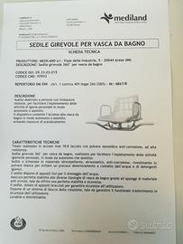 SEDILE GIREVOLE PER VASCA DA BAGNO - PORTATA 116 KG - Mediland